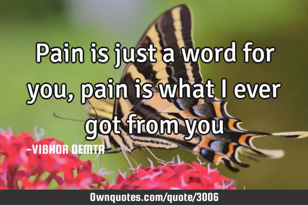 Pain is just a word for you, pain is what I ever got from