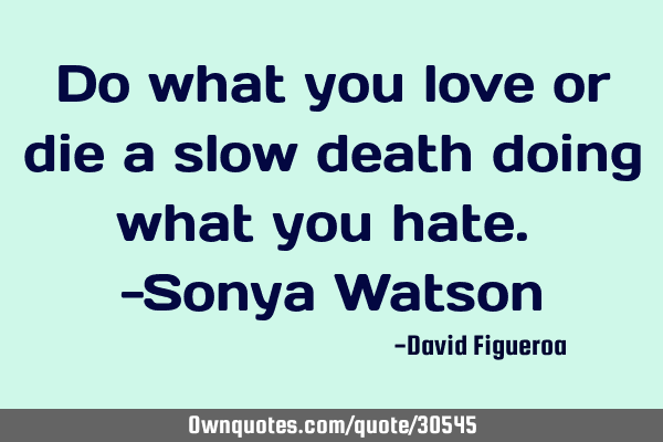 Do what you love or die a slow death doing what you hate. -Sonya W