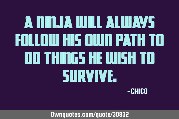 A ninja will always follow his own path to do things he wish to