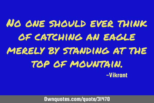 No one should ever think of catching an eagle merely by standing at the top of