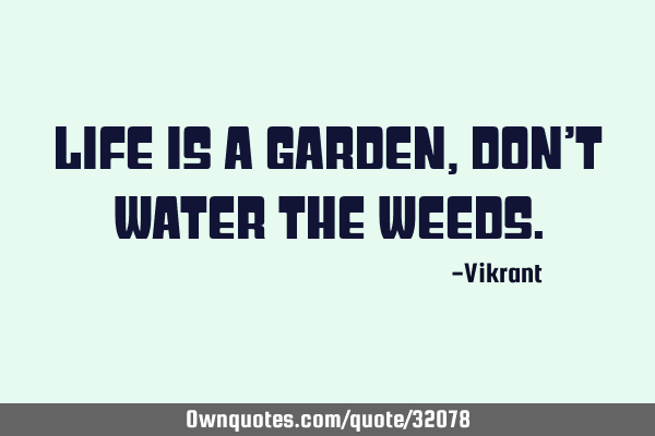 Life is a garden, don’t water the
