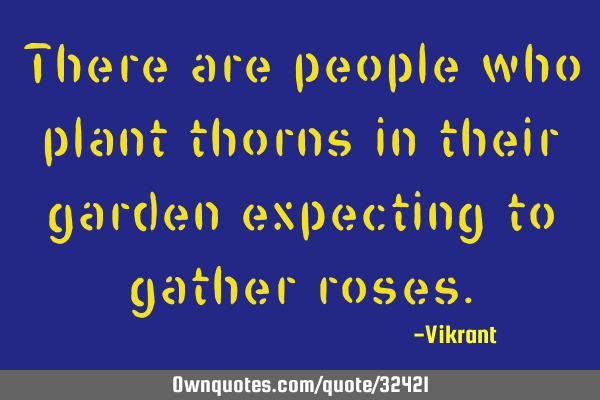 There are people who plant thorns in their garden expecting to gather