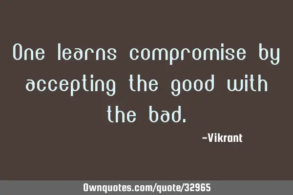 One learns compromise by accepting the good with the