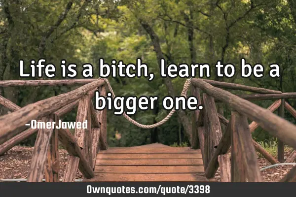 Life is a bitch,learn to be a bigger