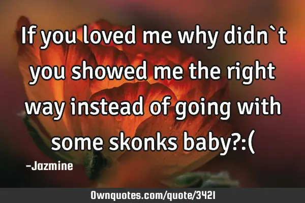If you loved me why didn`t you showed me the right way instead of going with some skonks baby?:(