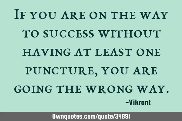 If you are on the way to success without having at least one puncture, you are going the wrong