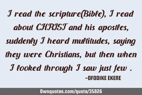 I read the scripture(Bible) , I read about CHRIST and his apostles, suddenly I heard multitudes,