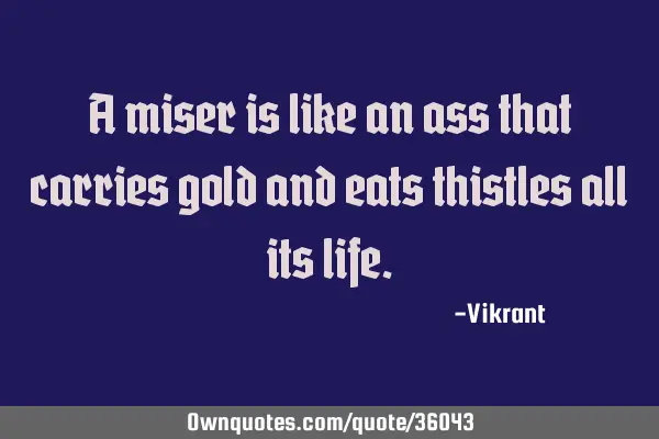 A miser is like an ass that carries gold and eats thistles all its