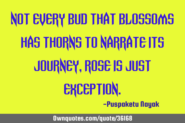 Not Every Bud That Blossoms Has Thorns To Narrate Its Journey, ROSE Is Just E