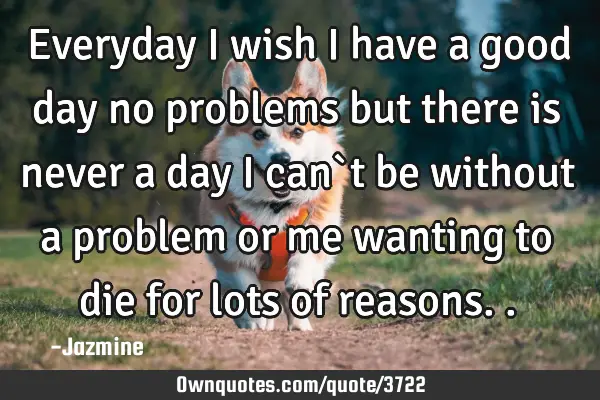 Everyday i wish i have a good day no problems but there is never a day i can`t be without a problem