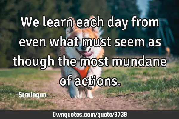 We learn each day from even what must seem as though the most mundane of