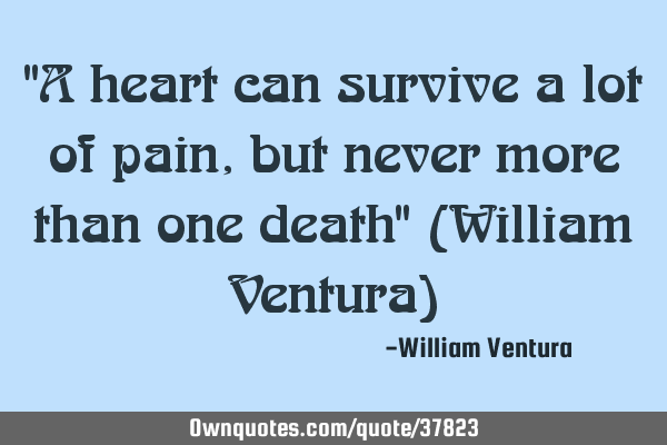 "A heart can survive a lot of pain,but never more than one death" (William Ventura)
