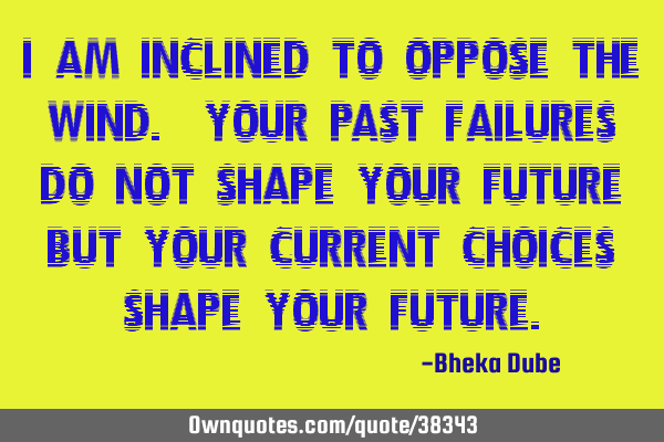 I am inclined to oppose the wind. Your past failures do not shape your future but your current