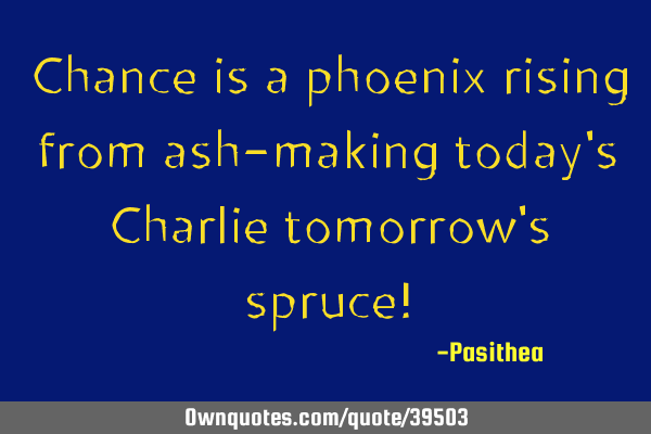 Chance is a phoenix rising from ash-making today