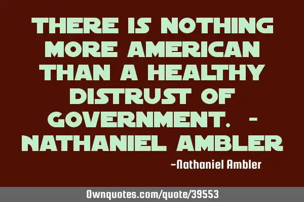 There is nothing more american than a healthy distrust of Government. - Nathaniel A