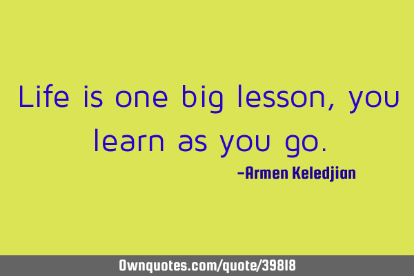 Life is one big lesson, you learn as you