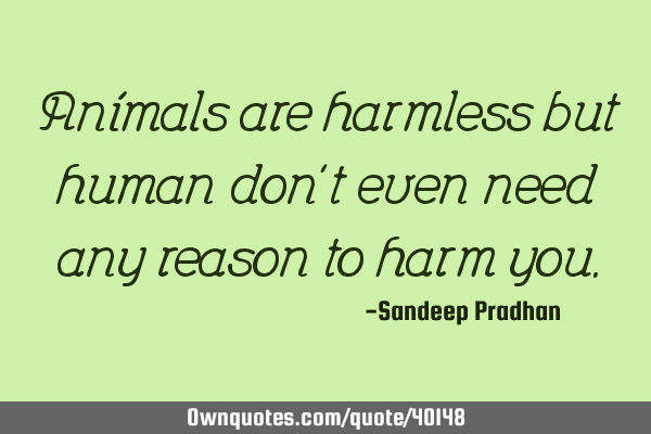 Animals are harmless but human don