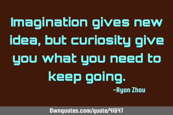 Imagination gives new idea, but curiosity give you what you need to keep