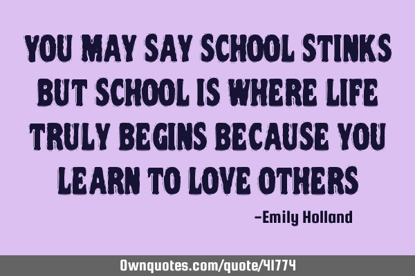 You may say school stinks but school is where life truly begins because you learn to love