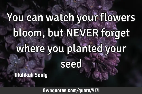 You can watch your flowers bloom, but NEVER forget where you planted your