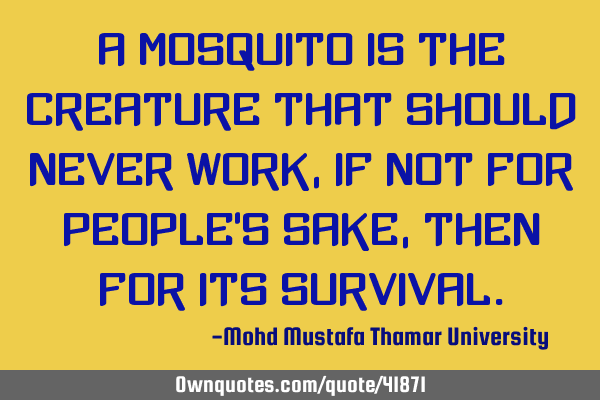 A mosquito is the creature that should never work , if not for people