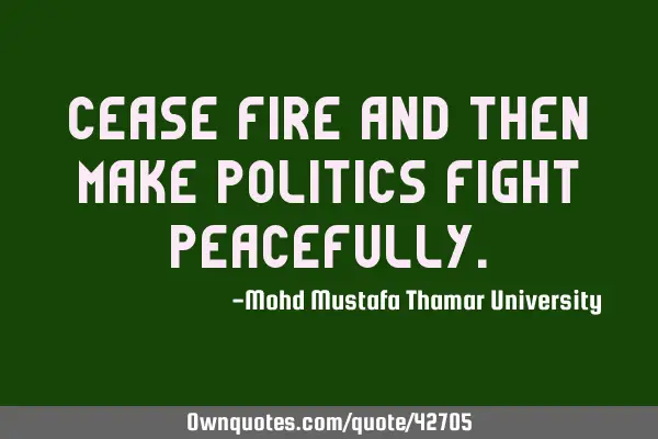 Cease fire and then make politics fight