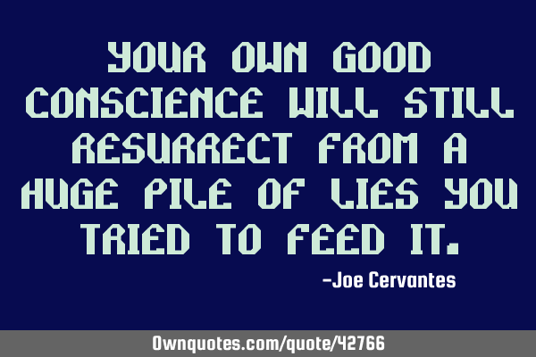 Your own good conscience will still resurrect from a huge pile of lies you tried to feed