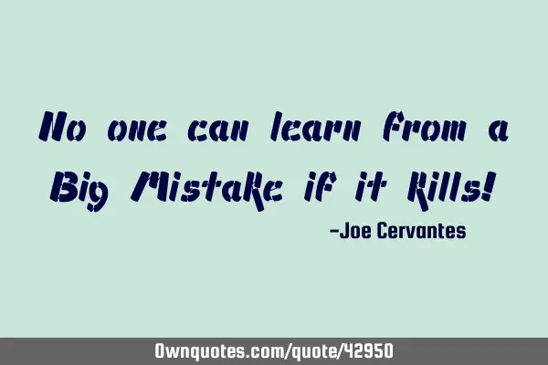 No one can learn from a Big Mistake if it kills!