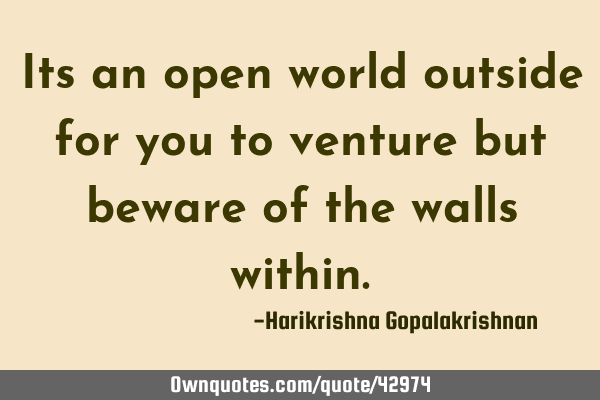 Its an open world outside for you to venture but beware of the walls