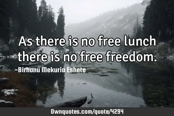 As there is no free lunch there is no free