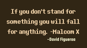 If you don't stand for something you will fall for anything. -Malcom X