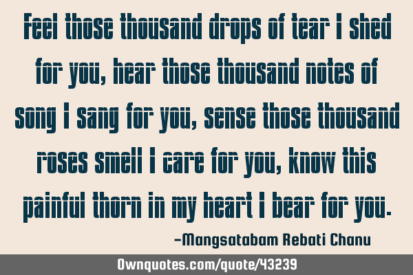 Feel those thousand drops of tear i shed for you, hear those thousand notes of song i sang for you,