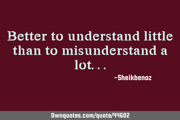 Better to understand little than to misunderstand a