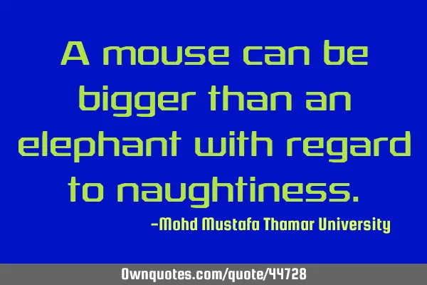 A mouse can be bigger than an elephant with regard to