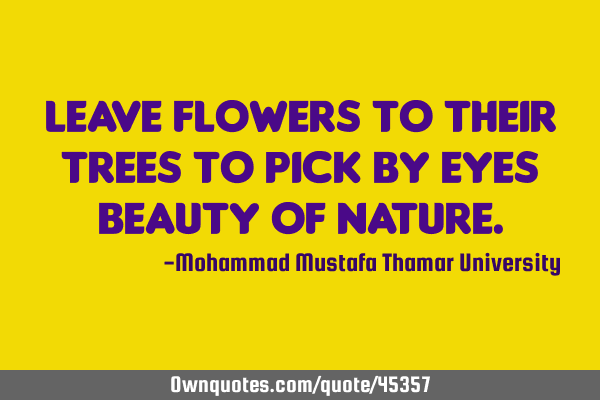 Leave flowers to their trees to pick by eyes beauty of