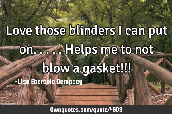 Love those blinders I can put on.....helps me to not blow a gasket!!!