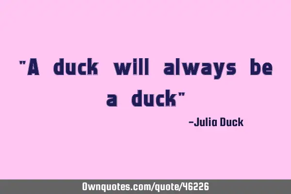 "A duck will always be a duck"