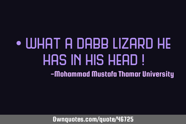 • What a dabb lizard he has in his head !
