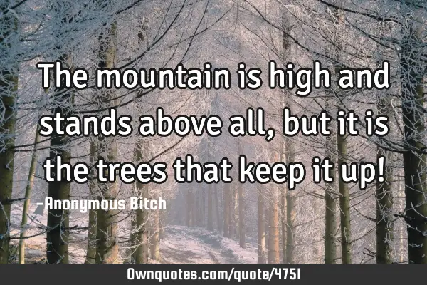 The mountain is high and stands above all, but it is the trees that keep it up!
