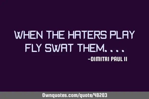 WHEN THE HATERS PLAY FLY SWAT THEM