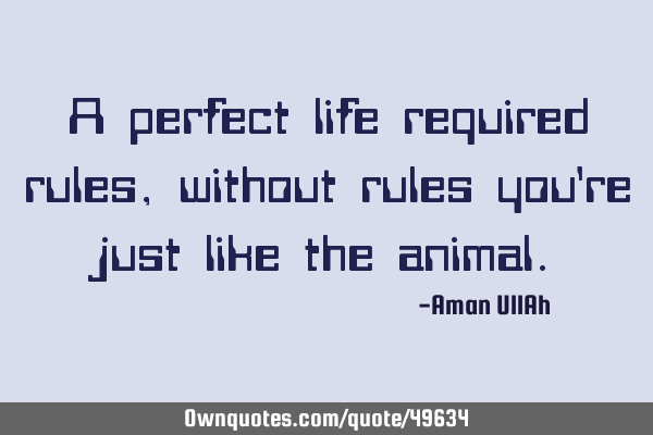 A perfect life required rules, without rules you