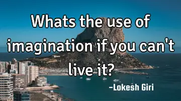 Whats the use of imagination if you can't live it?