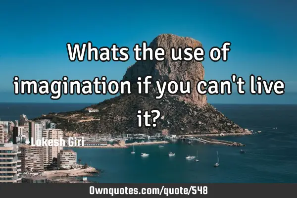 Whats the use of imagination if you can
