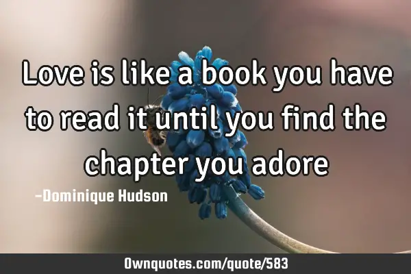 Love is like a book you have to read it until you find the chapter you