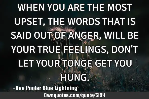 WHEN YOU ARE THE MOST UPSET,THE WORDS THAT IS SAID OUT OF ANGER,WILL BE YOUR TRUE FEELINGS,DON