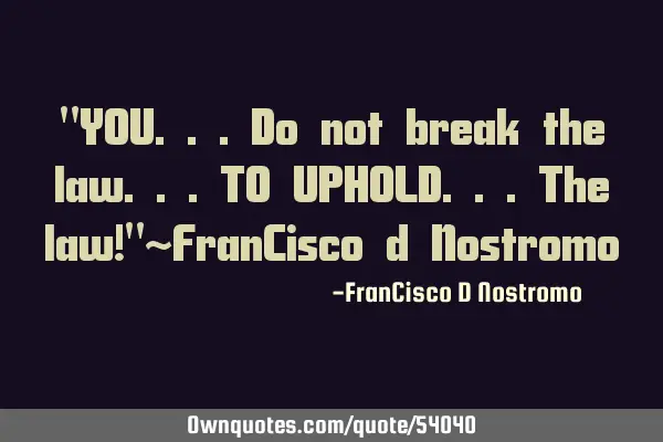 "YOU...do not break the law...TO UPHOLD...the law!"~FranCisco d N