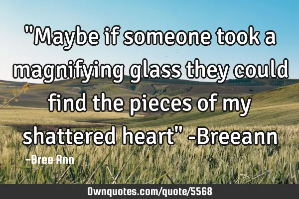 "Maybe if someone took a magnifying glass they could find the pieces of my shattered heart" -B