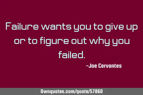 Failure wants you to give up or to figure out why you