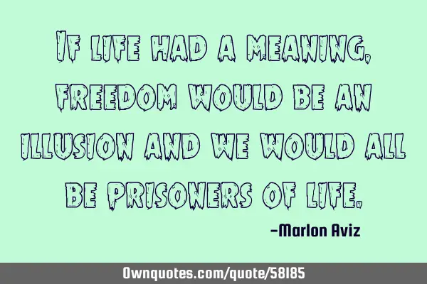 If life had a meaning, freedom would be an illusion and we would all be prisoners of