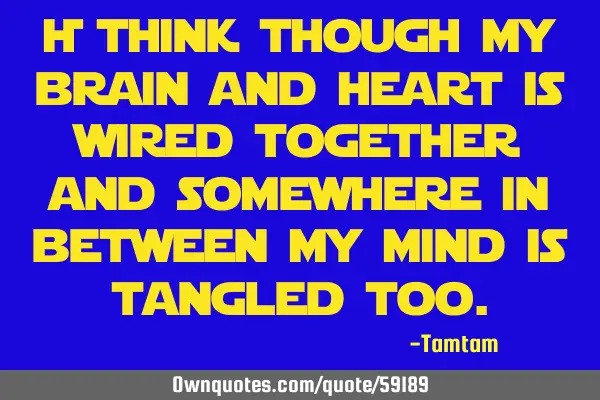 I think though my brain and heart is wired together and somewhere in between my mind is tangled